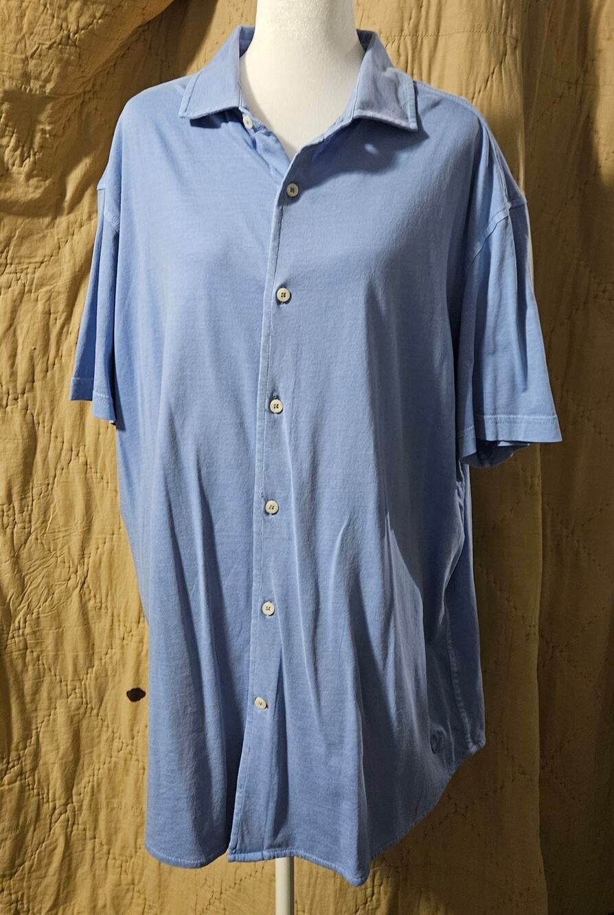 Cremieux Classics XXL Supima Cotton Blue Short Sleeve Button Down Shirt